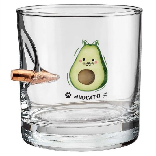 Avocado Cat Bullet Whiskey Glasses