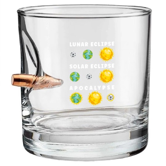Funny Lunar Solar Eclipse Apocalypse Astronomy Bullet Whiskey Glasses