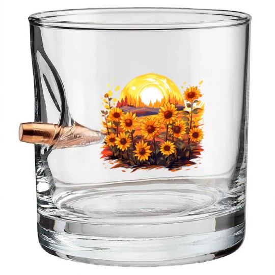 Sunflower Bloom Floral Summer Nature for a Bullet Whiskey Glasses