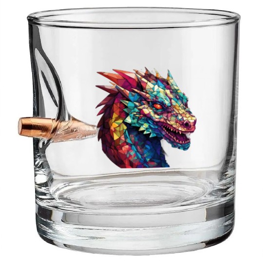 Cerulean Coil: The Stained Glass Dragon Bullet Whiskey Glasses