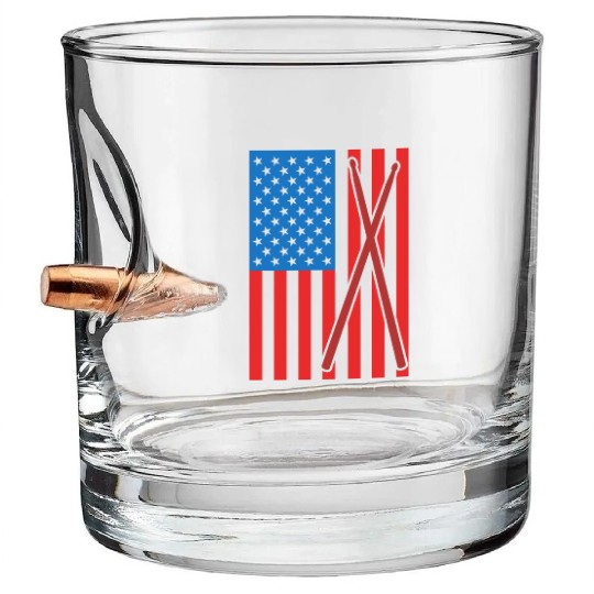 Patriotic US Drummer Bullet Whiskey Glasses