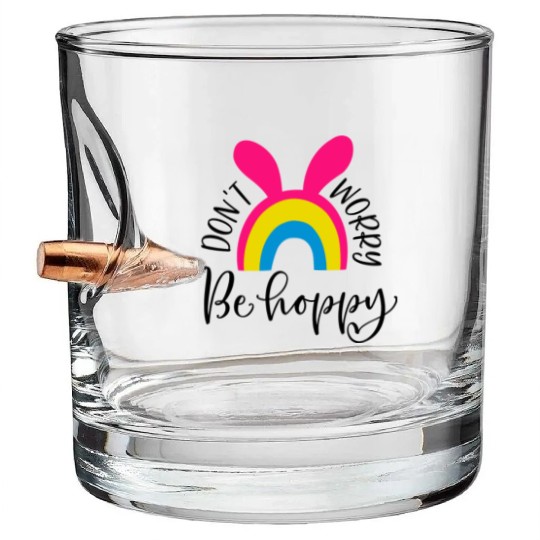 dont worry be hoppy.happy spring. EASTER Stickers Bullet Whiskey Glasses
