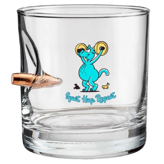 Kangaroo Gym Buff: Squat, Hop, Repeat Workout Bullet Whiskey Glasses