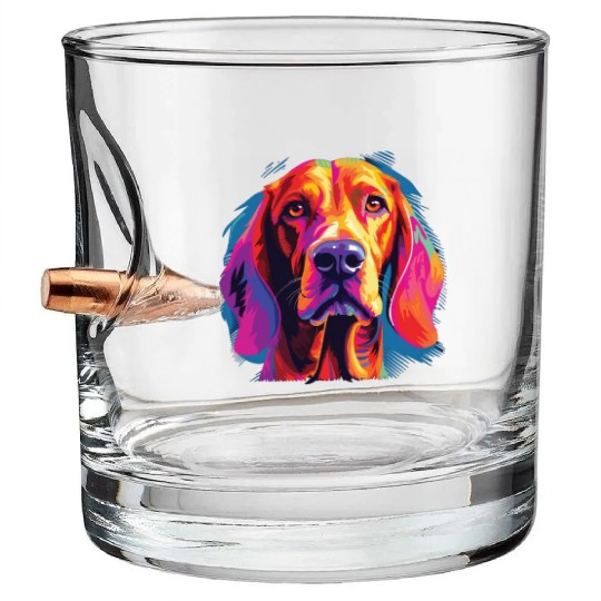 Watercolor Colorful Redbone Coonhound Bullet Whiskey Glasses