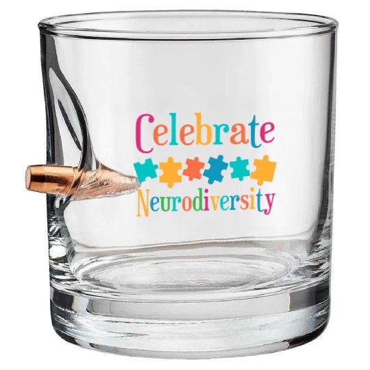 Celebrate Neurodiversity Bullet Whiskey Glasses