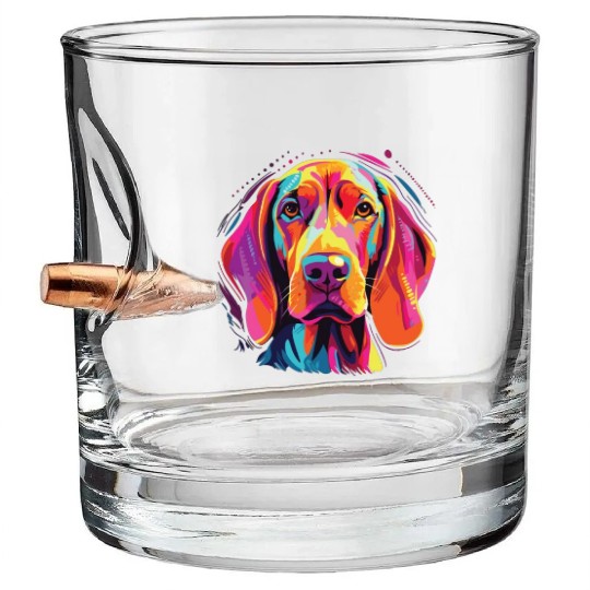 Watercolor Colorful Redbone Coonhound Bullet Whiskey Glasses