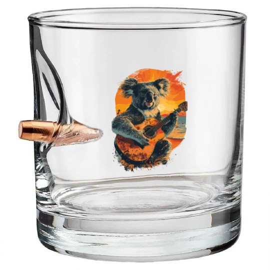 Koala Playing Guitar Music Lover for a Musicians Bullet Whiskey Glasses