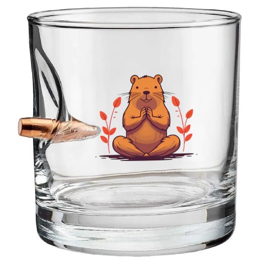 YOGI Capybara Cute Rodent Doing YOGA Bullet Whiskey Glasses