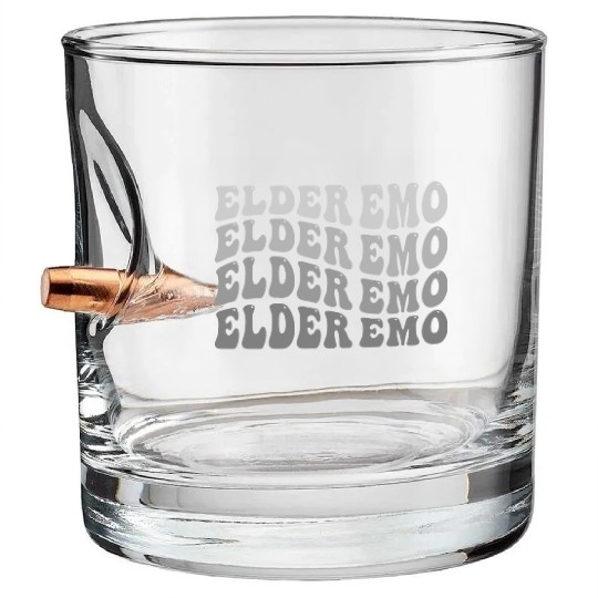 Elder EMO Multi Word Groovy Style Bullet Whiskey Glasses