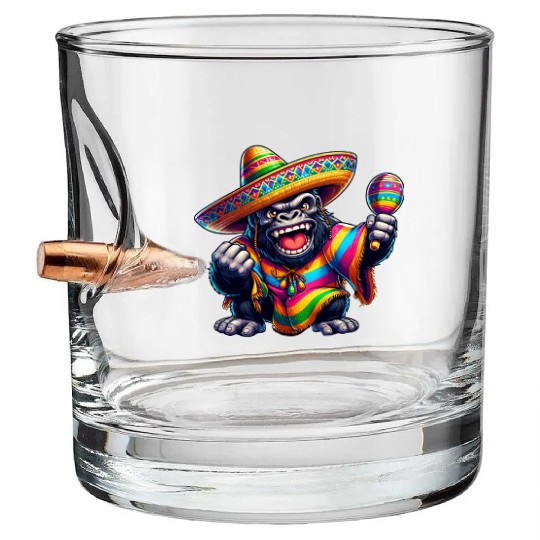 Cinco de Mayo Gorilla: Festive Design Bullet Whiskey Glasses