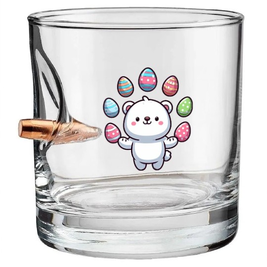Cartoon Polar Bear Easter Egg Design Bullet Whiskey Glasses