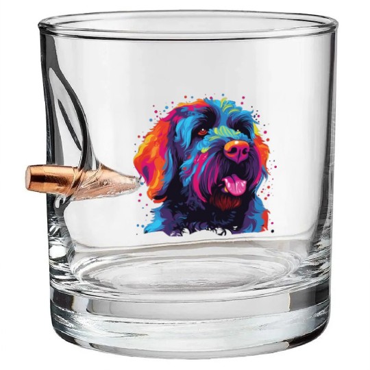 Colorful Russian Black Terrier Bullet Whiskey Glasses
