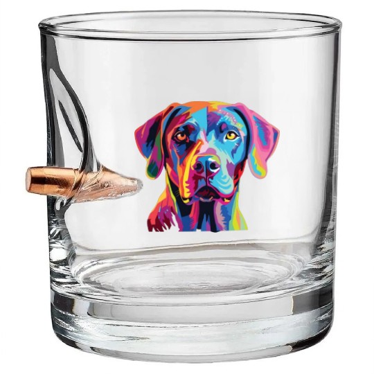 Watercolor Colorful Blue Lacy Bullet Whiskey Glasses