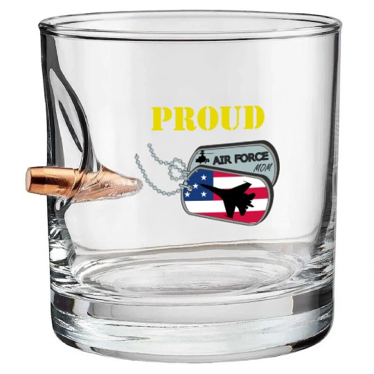 Proud Air Force Mom Bullet Whiskey Glasses