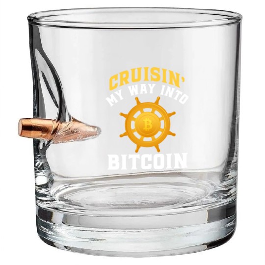 Cruisin My Way Into Bitcoin Bullet Whiskey Glasses