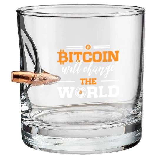 Bitcoin will Change the World Bullet Whiskey Glasses