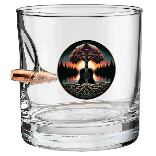 Abstract guitar in the forest Bullet Whiskey Glasses