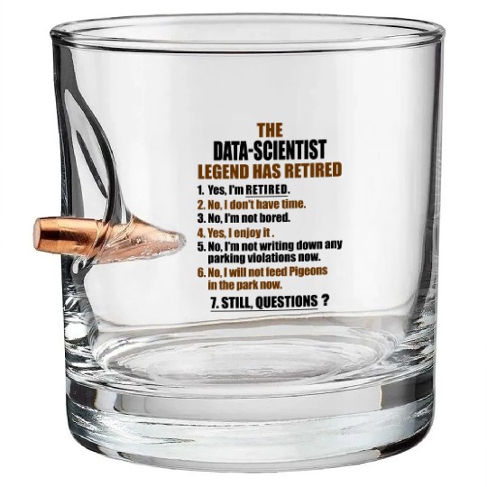 Retirement gift idea Retired Data-Scientist Bullet Whiskey Glasses