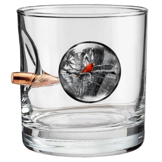 Life in a Bubble Collection -Contrasting Cardinal Bullet Whiskey Glasses
