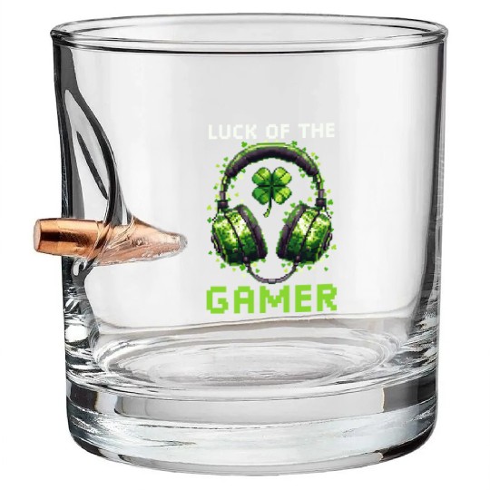 St. Patricks Day Gaming Luck of the Gamer Bullet Whiskey Glasses