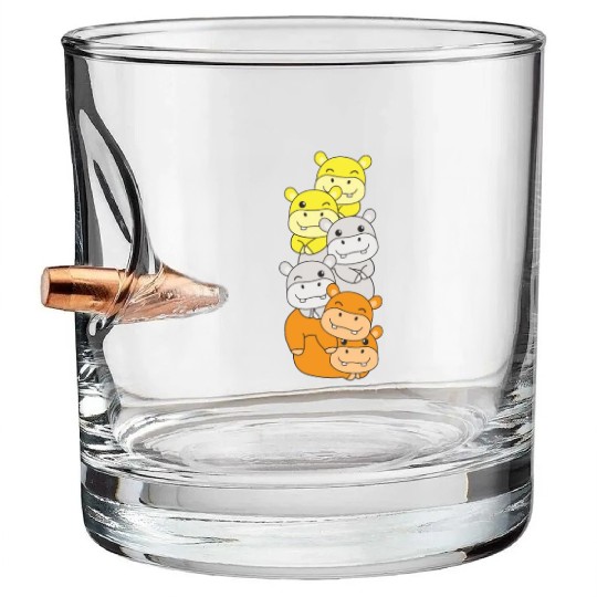 Maverique Flag Pride Lgbtq Cute Hippo Bullet Whiskey Glasses
