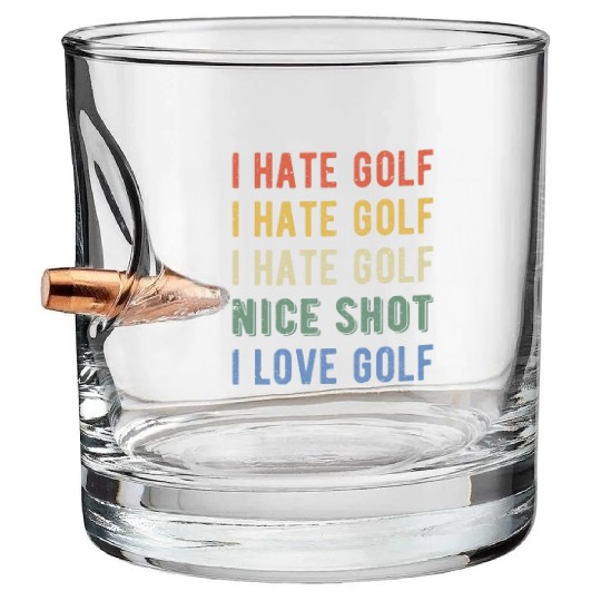 Funny Golfer - I Hate Golf I Bullet Whiskey Glasses