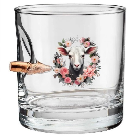 Goat Flowers Farmer Gift Bullet Whiskey Glasses