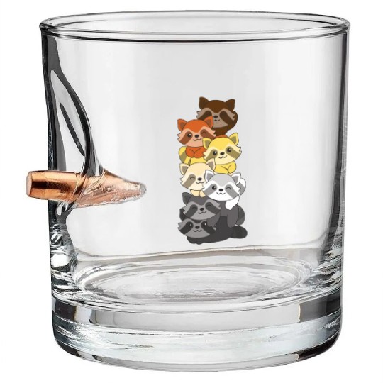 Bear Brotherhood Flag Pride Lgbtq Cute Raccoon Bullet Whiskey Glasses
