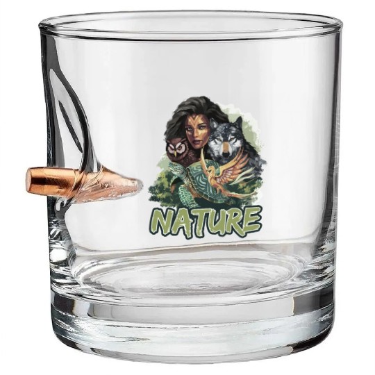 Nature-Inspired Wolf Owl Turtle Phoenix Woman Bullet Whiskey Glasses