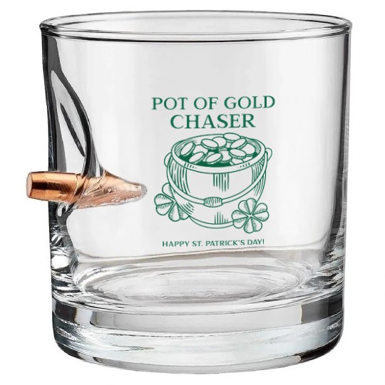 Pot of Gold Chaser Happy St. Patrick's Day! Bullet Whiskey Glasses