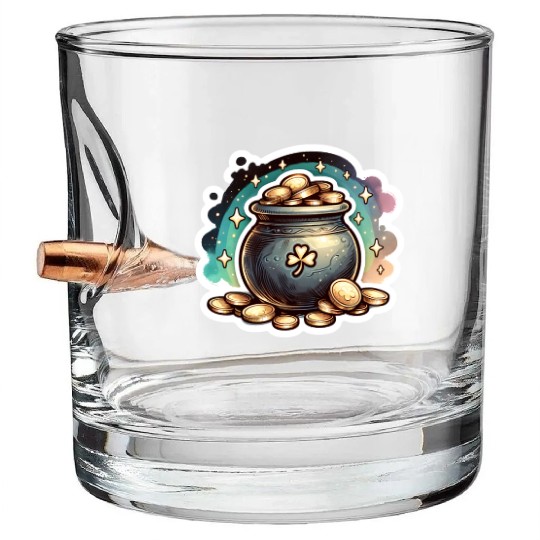 Saint Patrick's Day Sparkly Pot of Gold Bullet Whiskey Glasses