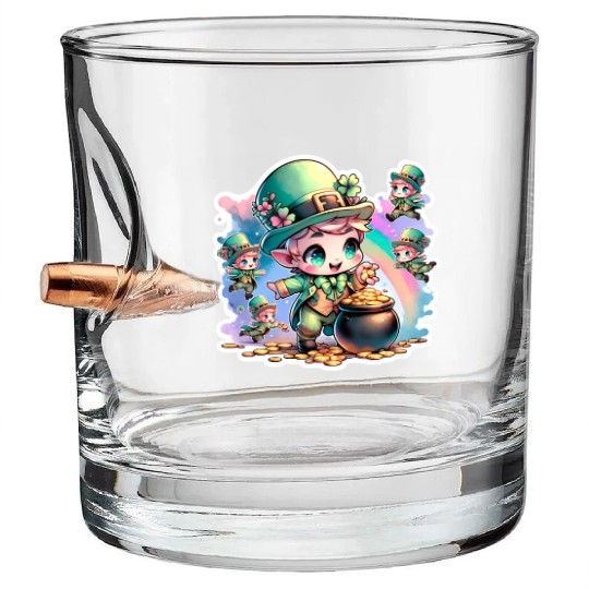 Saint Patrick's Day Chibi Leprechauns Bullet Whiskey Glasses
