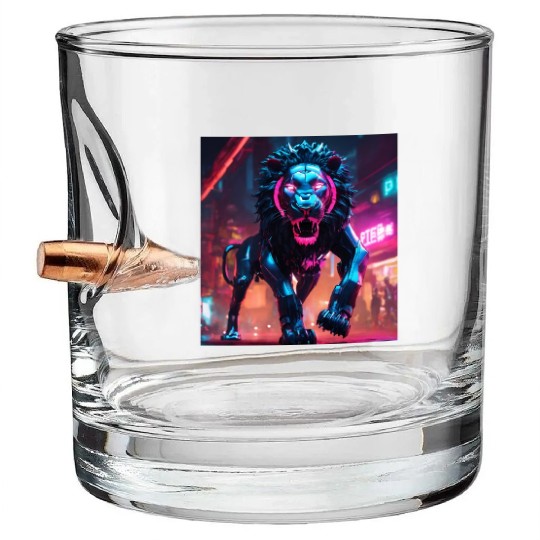 Ultra definição de lion biônico ambiente cyberpunk Bullet Whiskey Glasses