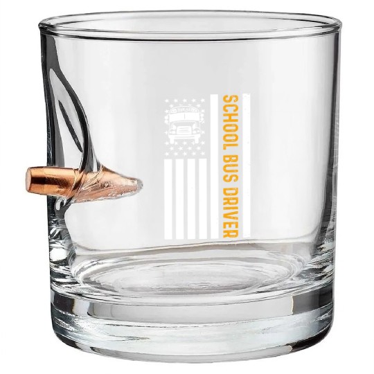 School Bus Driver American Flag School Bus Driver Bullet Whiskey Glasses