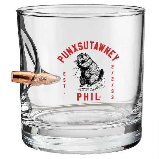 Punxsutawney Phil Groundhog Day Bullet Whiskey Glasses