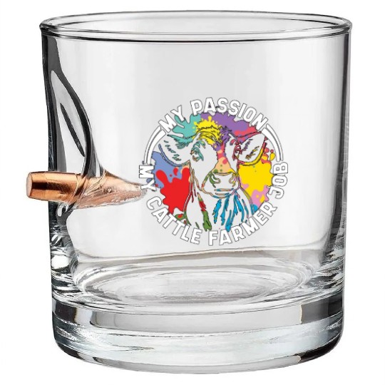 Cattle Farmer My Passion My Cattle Dairy Farmer Bullet Whiskey Glasses