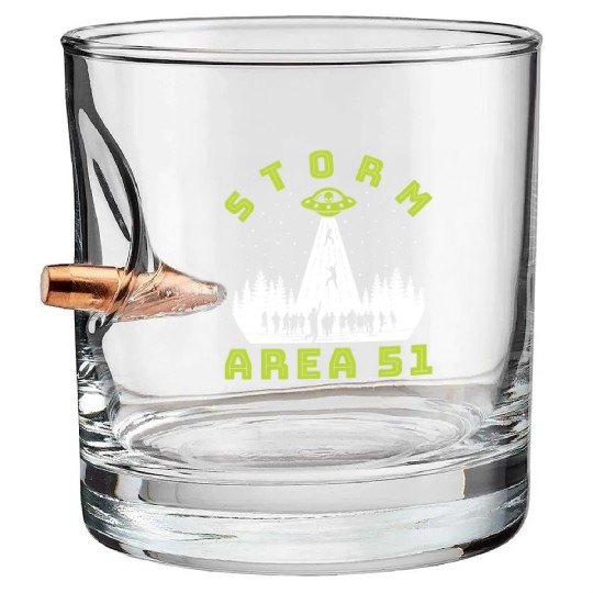 Alien Hunter Storm Area 51 Meme Bullet Whiskey Glasses