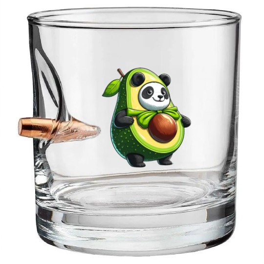 Avocado Panda: Peaceful Green Guardian Bullet Whiskey Glasses