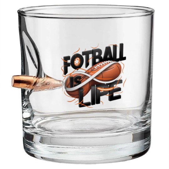 "Eternal Passion: Football is Life" Bullet Whiskey Glasses