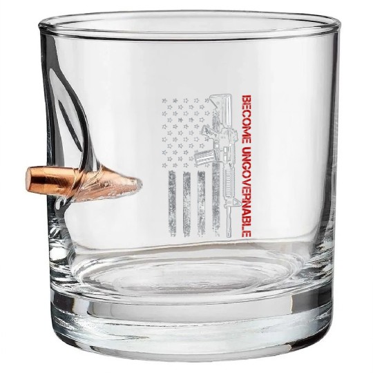 Become Ungovernable American USA Flag Bullet Whiskey Glasses