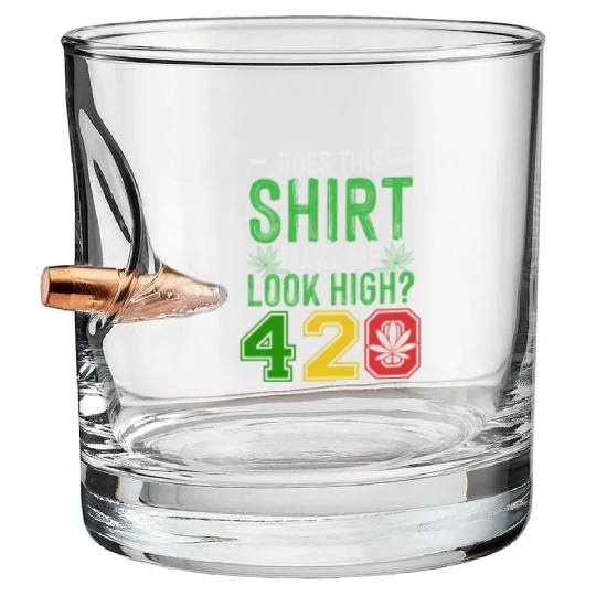 Uproarious 420 Good Herb Weed Marijuana Design Bullet Whiskey Glasses
