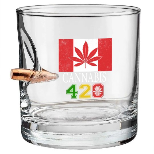 Comical 420 Celebrate Herb Weed Marijuana Design Bullet Whiskey Glasses