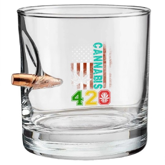 Amusing 420 American Herb Weed Marijuana Design Bullet Whiskey Glasses