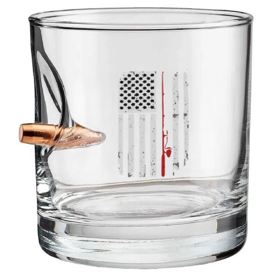 I Love USA Heart Flag Bullet Whiskey Glasses