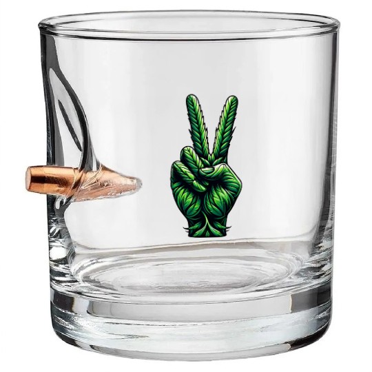 Hemp Legalization Peace Sign Bullet Whiskey Glasses