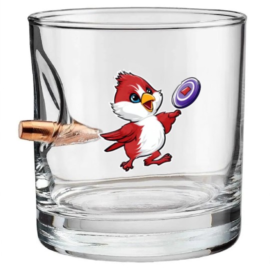 Cardinal Frisbee Fun: Vibrant Cardinal Design for Bullet Whiskey Glasses