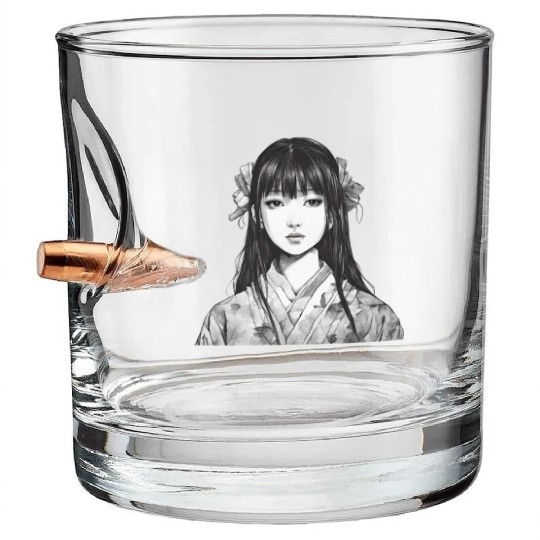 Beautiful Asian Girl Bullet Whiskey Glasses