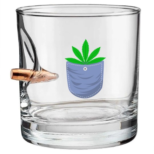 Jesting 420 Pocket Of Herb Weed Marijuana Design Bullet Whiskey Glasses
