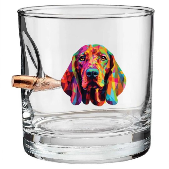 Watercolor Colorful Redbone Coonhound Bullet Whiskey Glasses