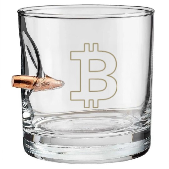 Bitcoin Silhouette Pocket Currency Store Bullet Whiskey Glasses